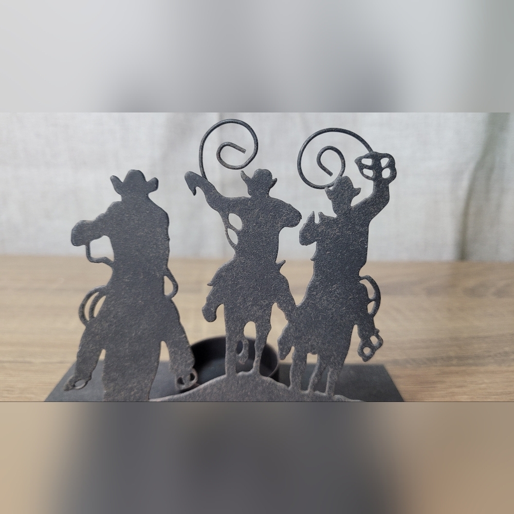 Rustic Cowboy Silhouette Tealight Holder - Black - Picture 12 of 14